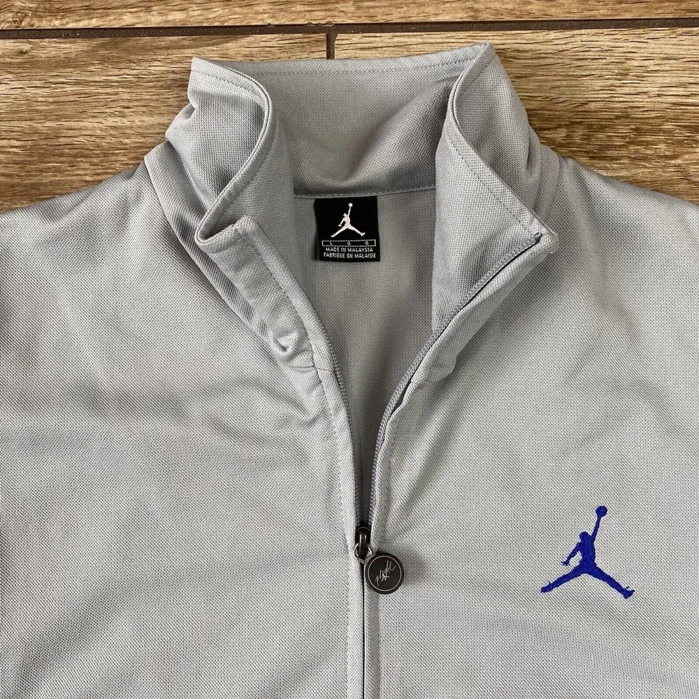 Air Jordan Flight Jacket Gray Blue Large Jumpman Track Jacket - Picture 3 of 10